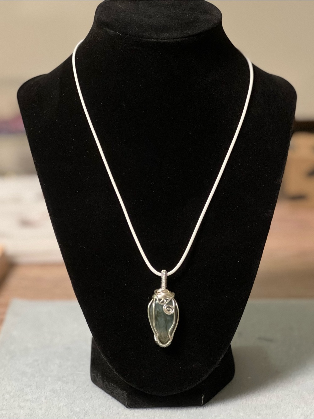 Sterling Silver Wire-Wrapped Labradorite Pendant Necklace